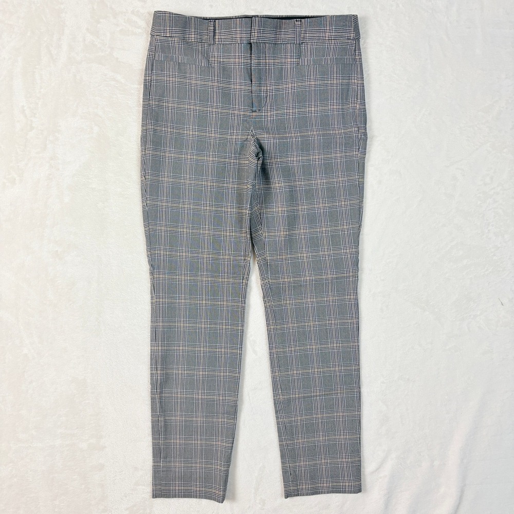 Banana Republic Sloan Plaid Straight Leg Pants Women's Size 4‎ Grey Tan